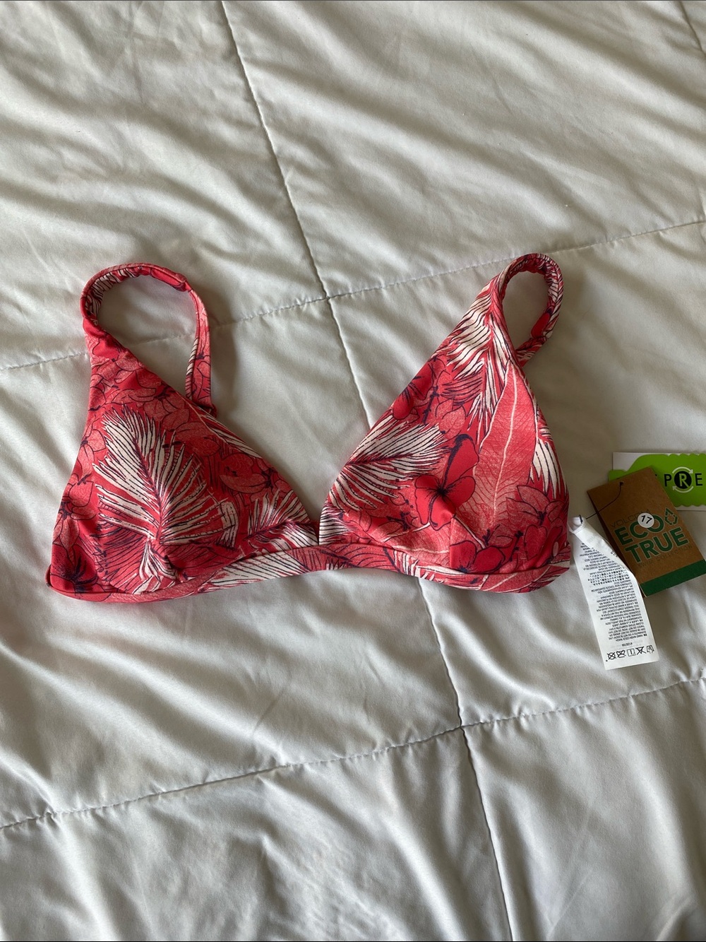 Volcom Red Floral Print Triangle Bikini Top